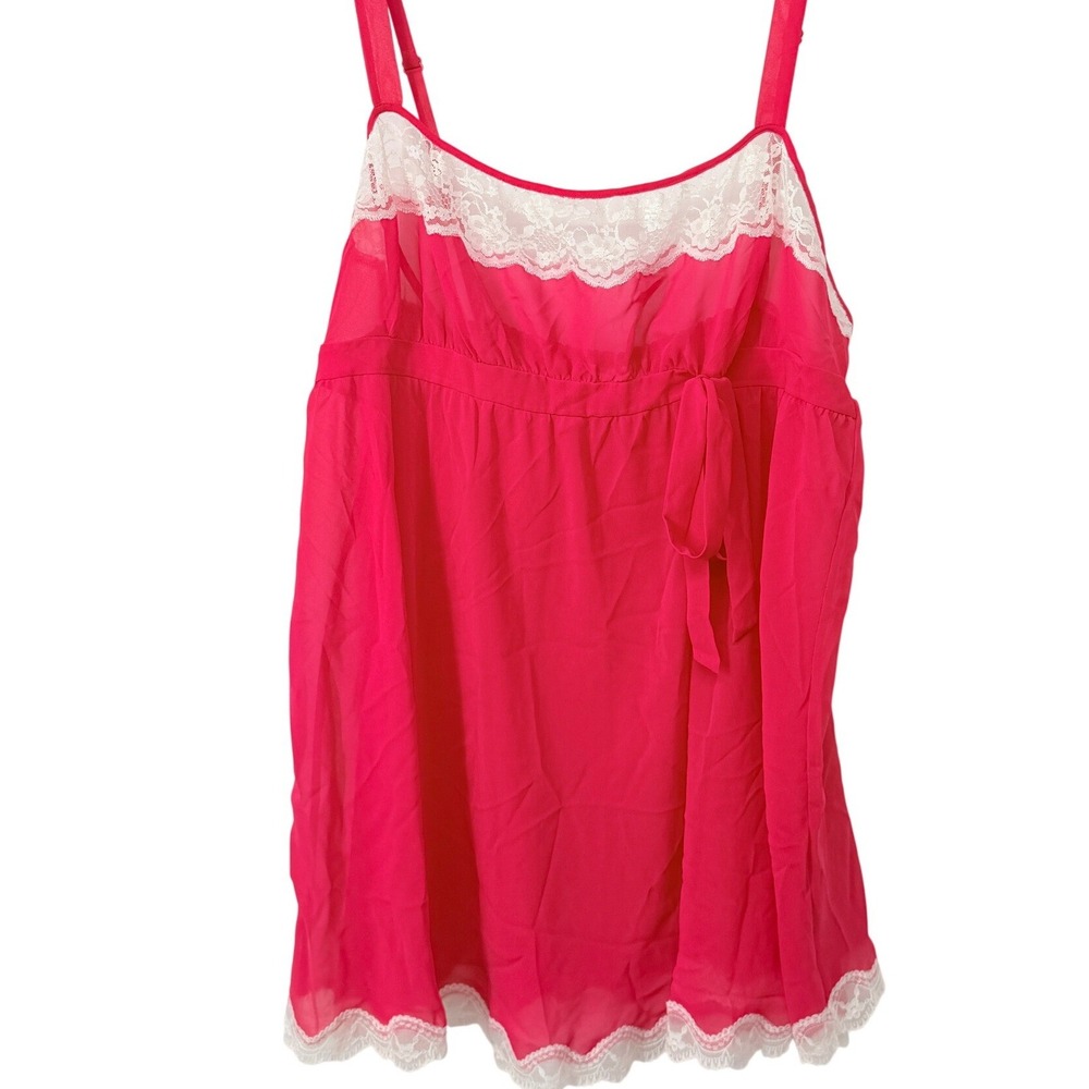 Victoria's Secret Vintage Pink Camisole Fairy‎ Coquette Lace Trim Babydoll Large